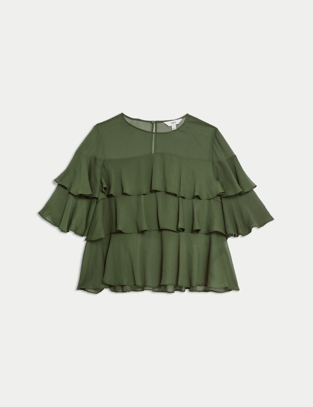 Round Neck Frill Detail Blouse