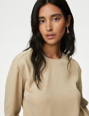 

Womens M&S Collection Round Neck Top - Natural Beige, Natural Beige