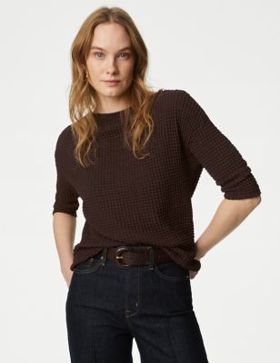 

Womens M&S Collection Jersey Textured Top - Bitter Chocolate, Bitter Chocolate