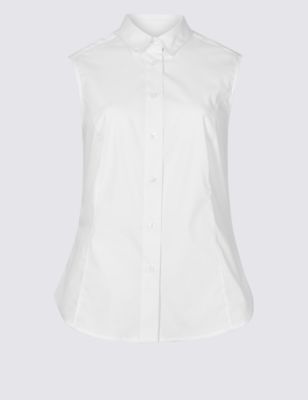 Cotton Rich Sleeveless Shirt | M&S Collection | M&S