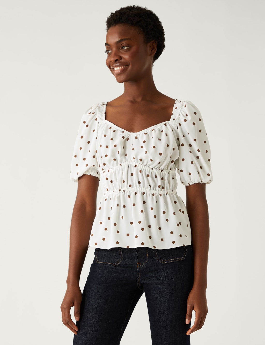 Polka Dot Waisted Blouse image 3