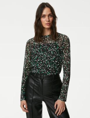 Mesh Jersey Printed Top - AT