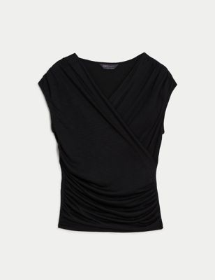 Jersey Ruched Wrap Top