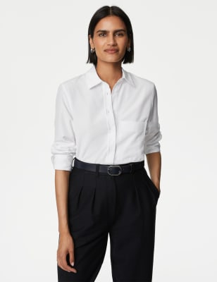 

Womens M&S Collection Extragroßes Hemd mit Kragen im Girlfriend-Stil - Soft White, Soft White