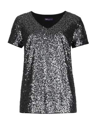 Twiggy for M&S Collection Sequin Embellished Blouse | Twiggy | M&S