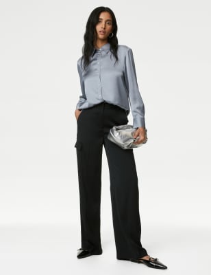 

M&S Collection Camisa con cuello de saténWomens - Light Slate, Light Slate