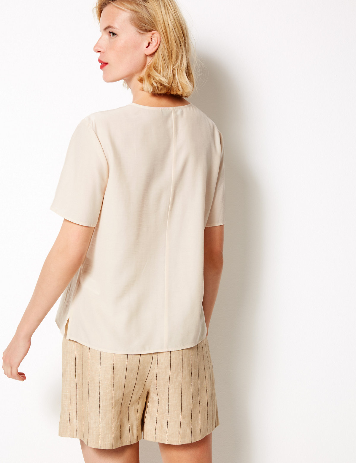 Round Neck Short Sleeve Shell Top