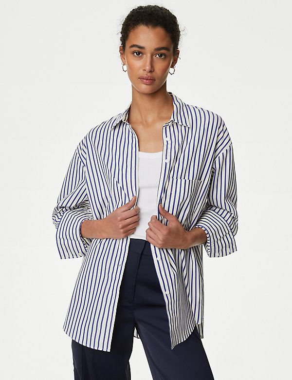 Pure Cotton Striped Collared Shirt - SI
