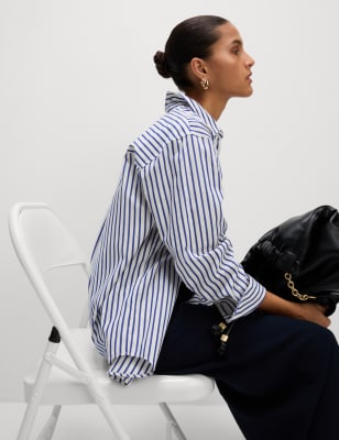 Pure Cotton Striped Collared Shirt