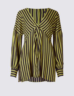 Striped Knot Front V-Neck Blouse | Limited Edition | M&S