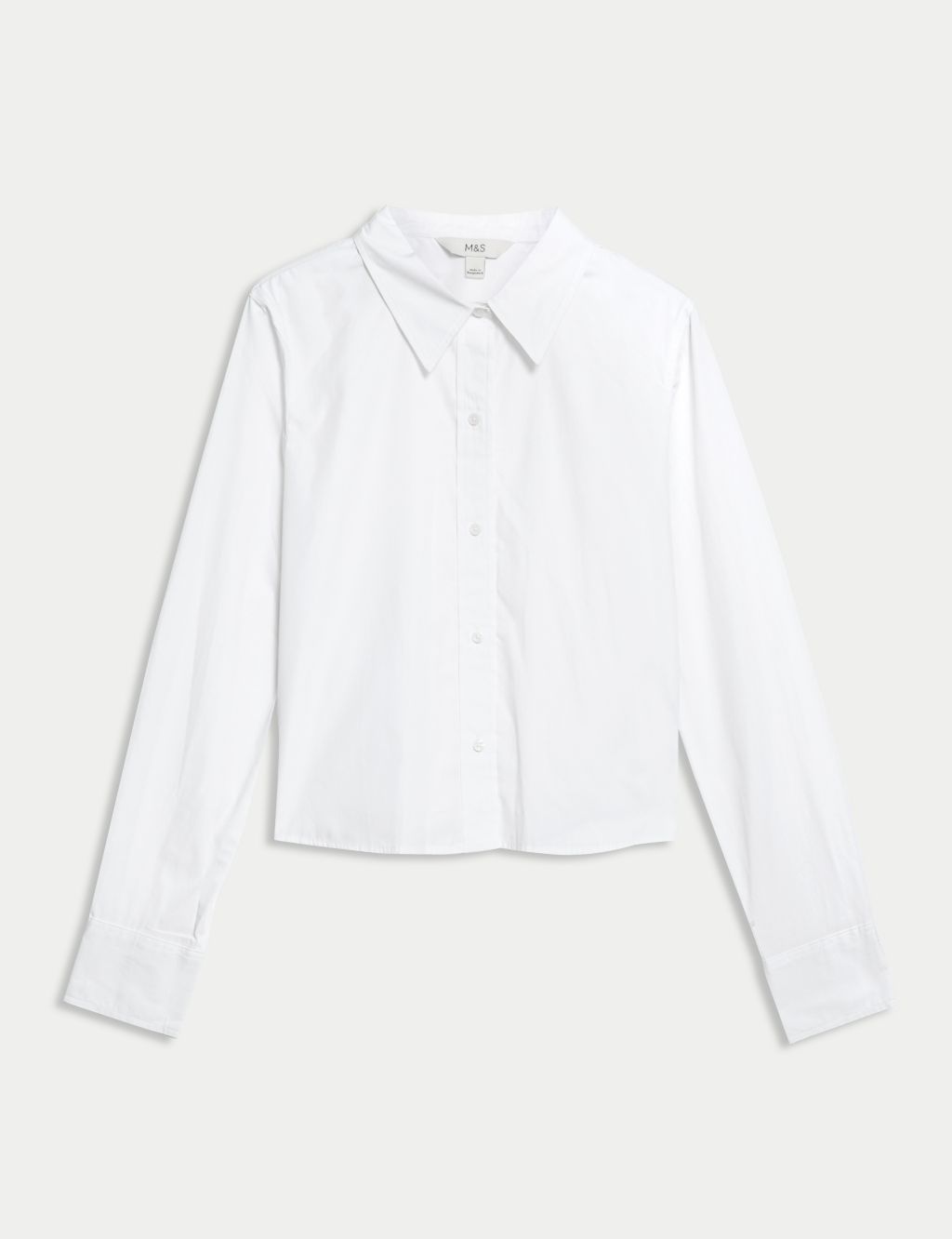 Pure Cotton Collared Cropped Shirt