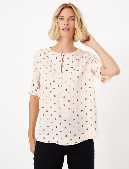 Printed Button Detail Top