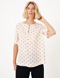 Printed Button Detail Top