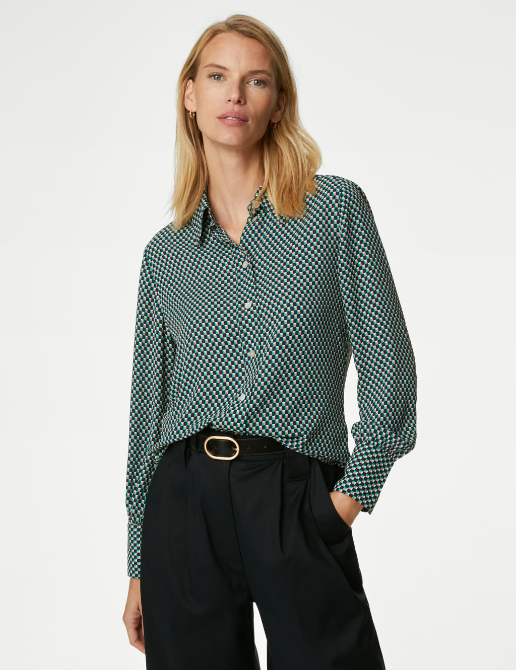 Button Down Blouse - Painted Dot Spice S