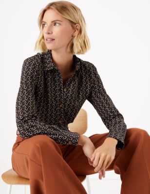 Chemise cintr&eacute;e en coton &agrave; imprim&eacute; fer &agrave; cheval