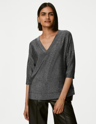 

Womens M&S Collection Sparkly Top - Silver, Silver