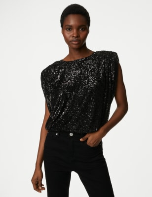 Sequin Regular Fit T-Shirt, M&S Collection