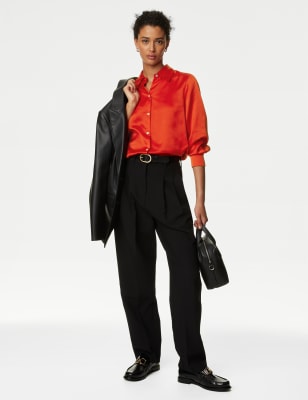 

Womens M&S Collection Satin Collared Shirt - Poppy, Poppy