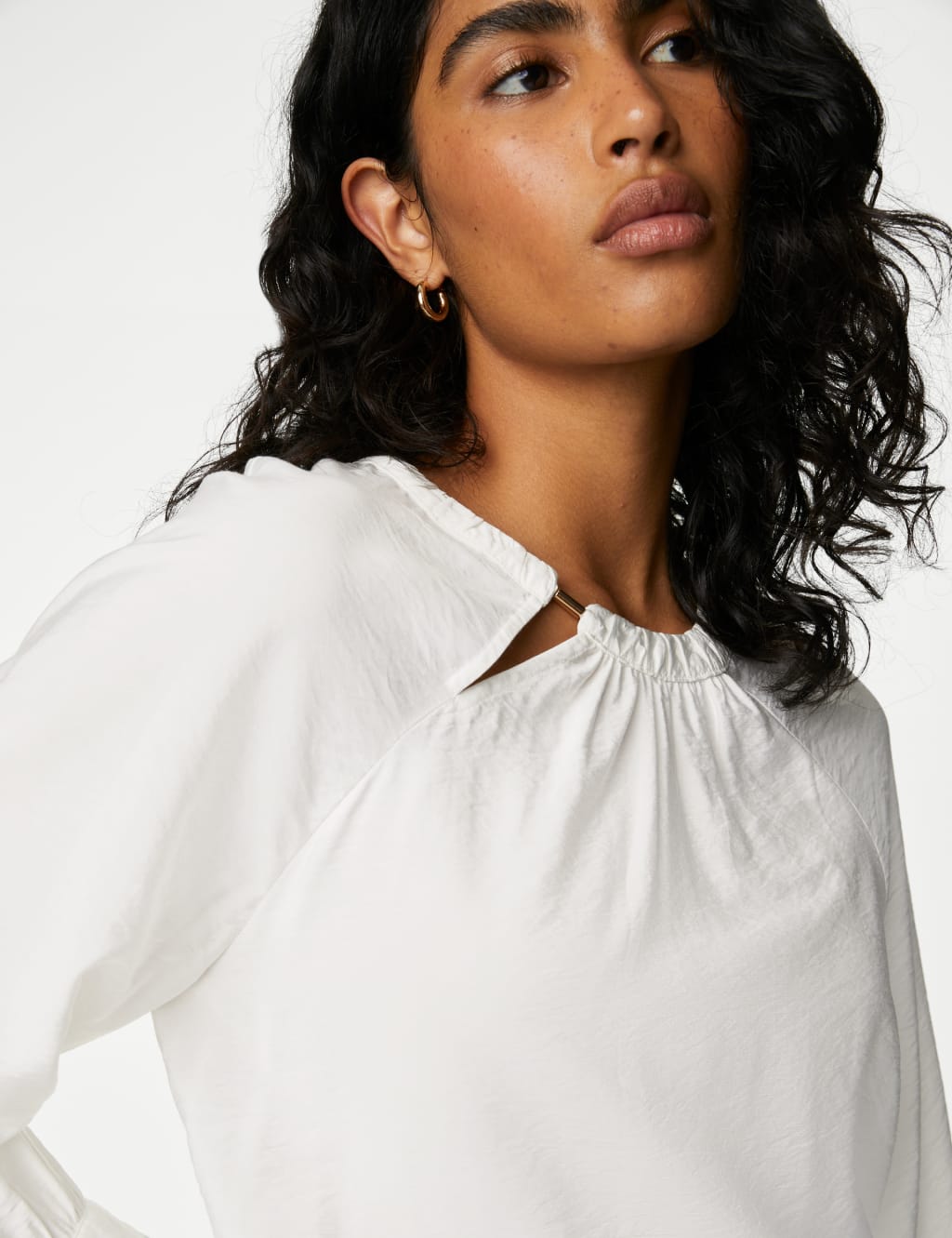 Round Neck Cutwork Detail Blouse image 1