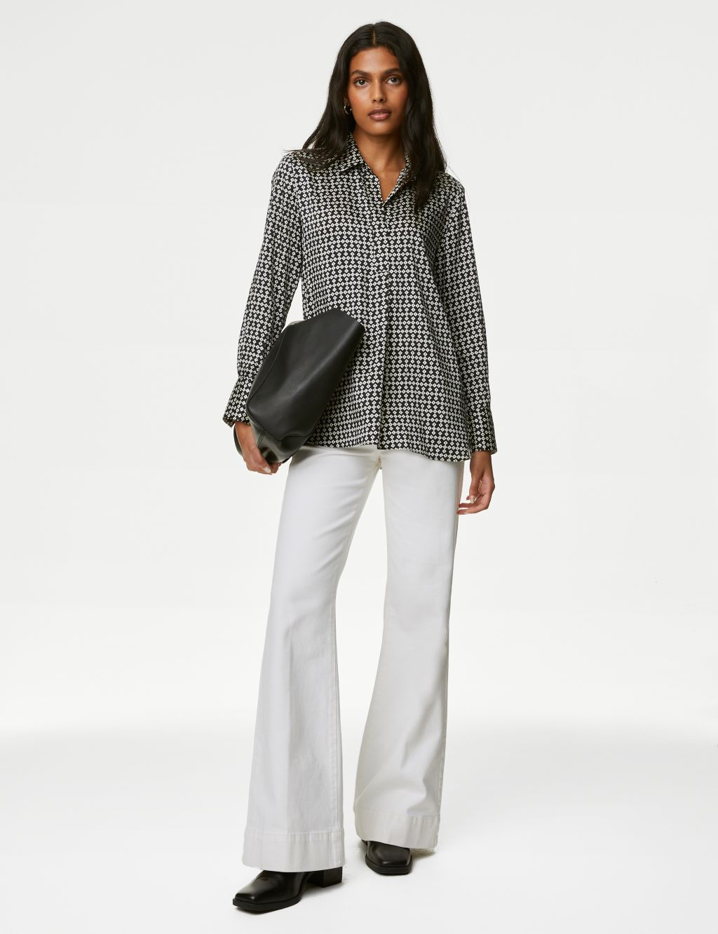 Printed Collared Popover Blouse image 1