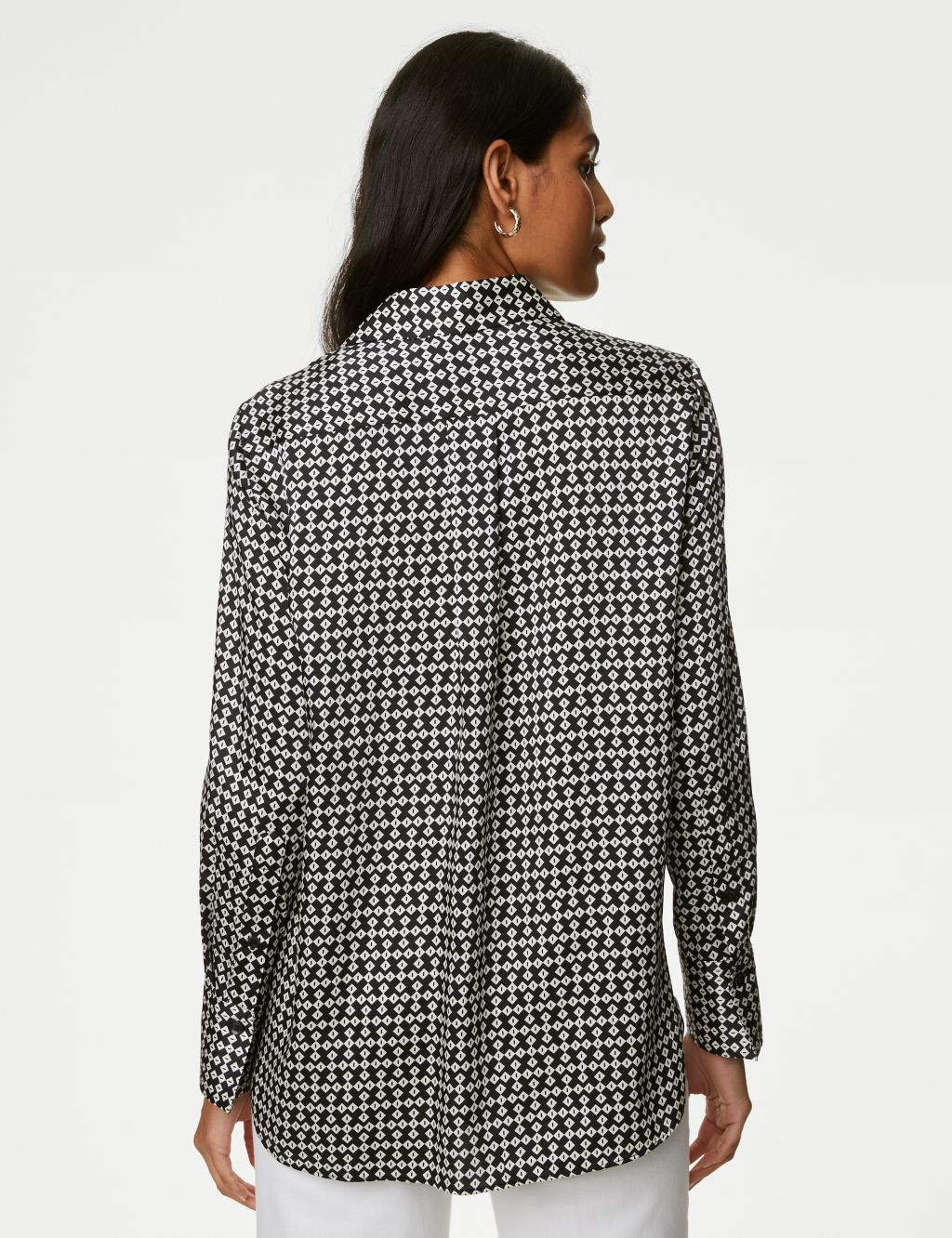 Printed Collared Popover Blouse image 5