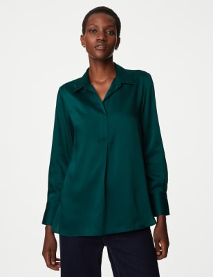 Popover-blouse met kraagje - NL