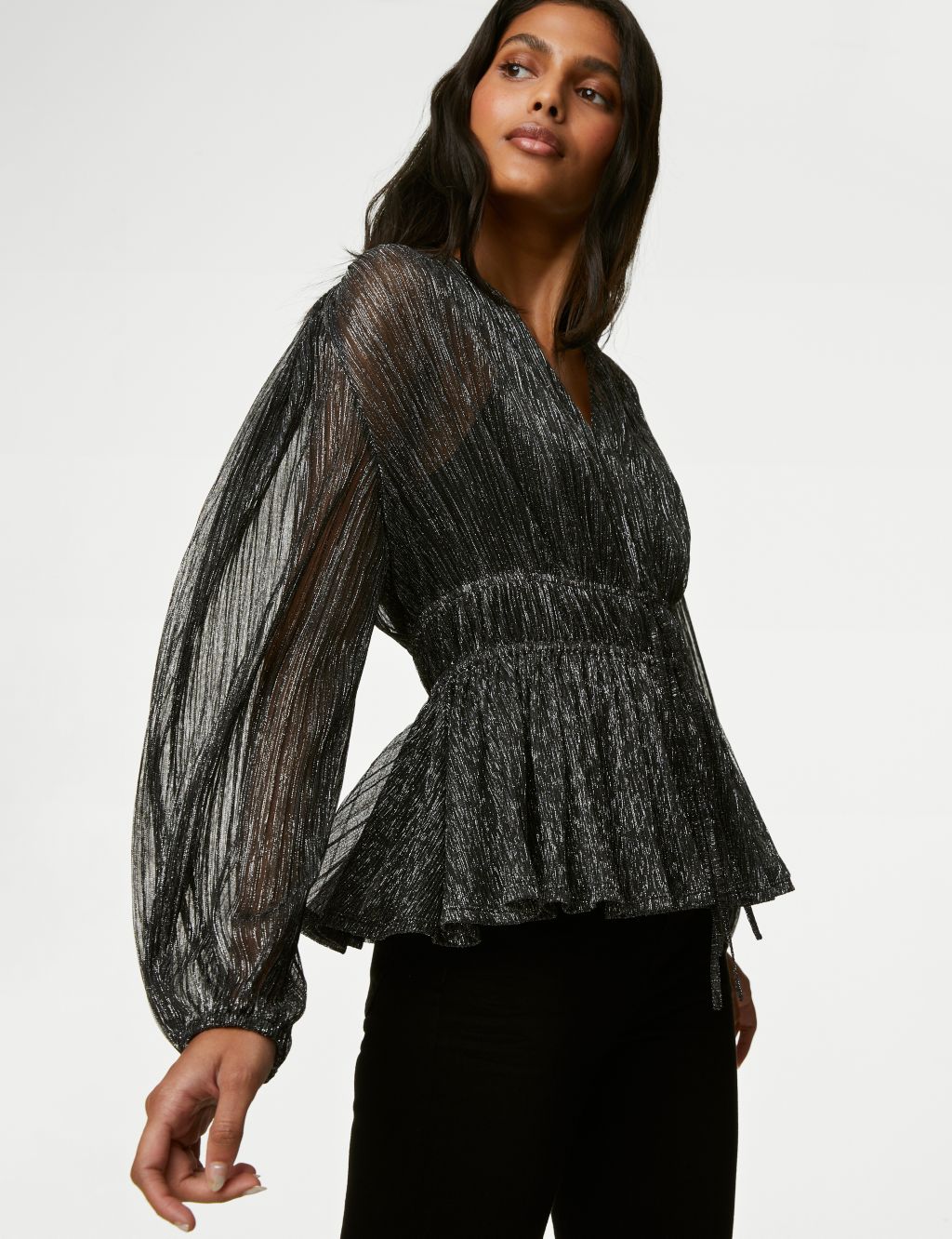 Sparkly Tie Front Blouse image 3