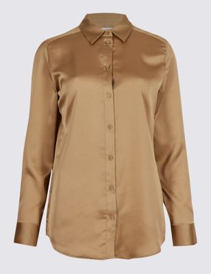 Satin Long Sleeve Shirt | Classic | M&S