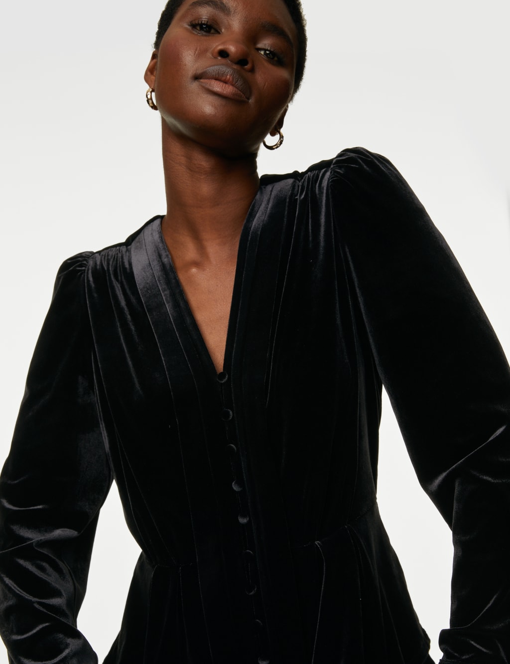 Velvet V-Neck Pintuck Blouse image 1