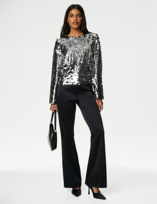 

Womens M&S Collection Oberteil mit Pailletten - Silver, Silver