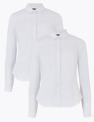 Set van 2 nauwsluitende overhemden van katoen