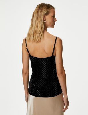 CharmLeaks 2 Pack Women Cotton Camisole Spaghetti Strap Cami Vest Top, S,  Black & Aqua : : Fashion