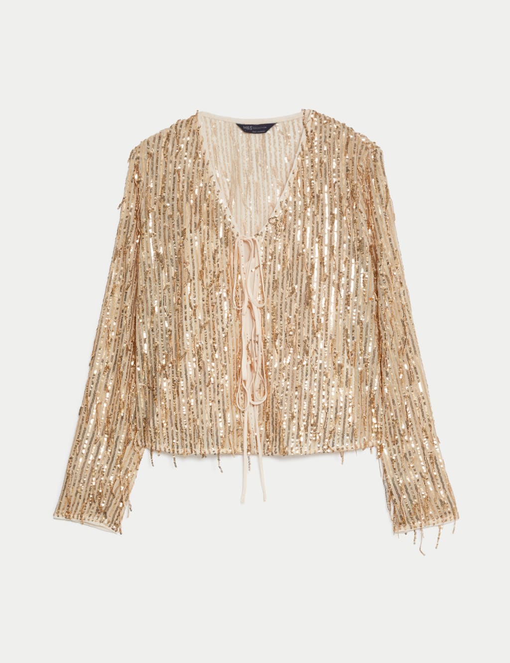 Sequin V-Neck Tie Front Blouse image 2