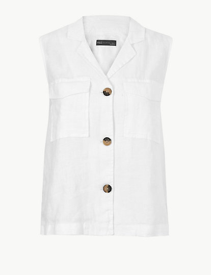 Pure Linen Button Detailed Shirt
