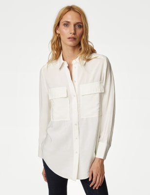 

Womens M&S Collection Collared Utility Shirt - Ivory, Ivory