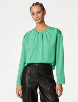 

Womens M&S Collection Round Neck Blouse - Leaf, Leaf