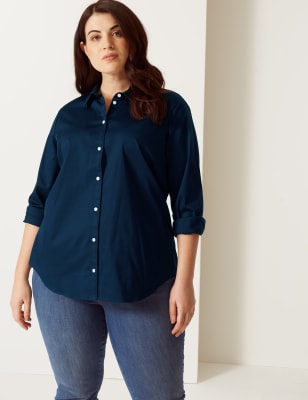 CURVE Cotton Rich Fuller Bust Shirt | M&S Collection | M&S