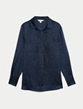 Popover-blouse met kraag en stippenpatroon