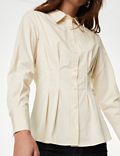 Pure Cotton Collared Waisted Shirt