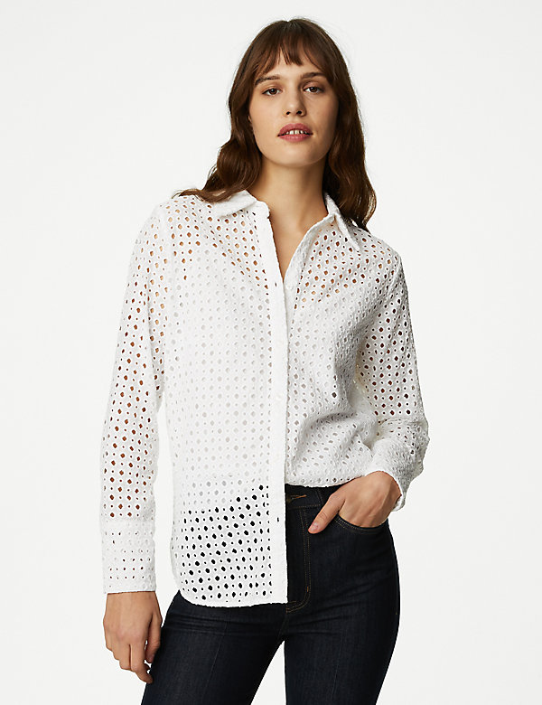 Pure Cotton Broderie Shirt - HU