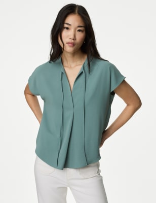 

M&S Collection Blusa cerrada con lazo en el cuelloWomens - Dark Sage, Dark Sage