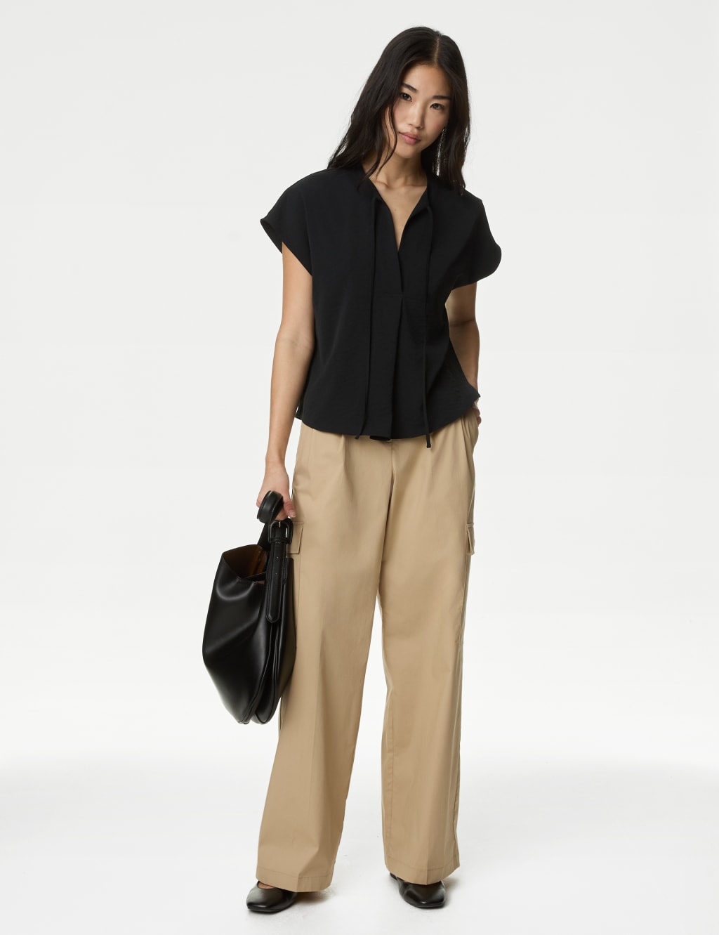 Tie Neck Popover Blouse