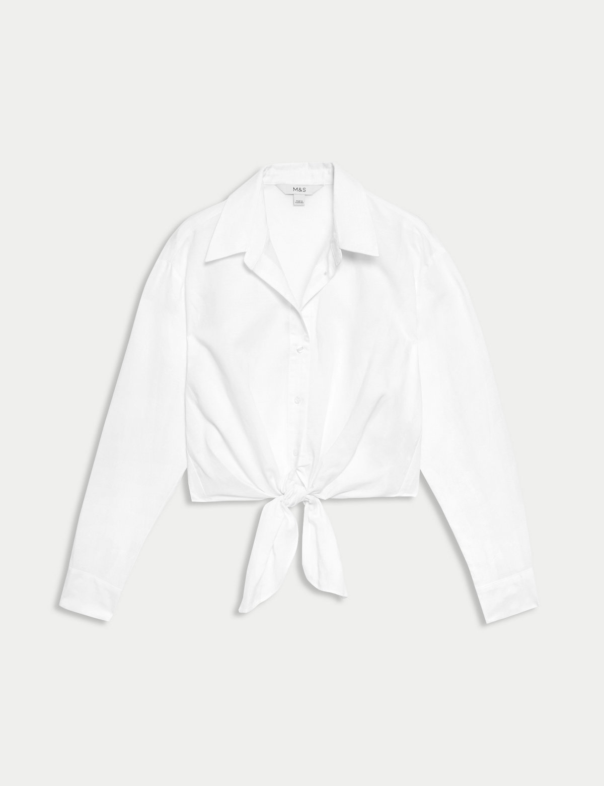 Lyocell Rich Tie Front Shirt with Linen
