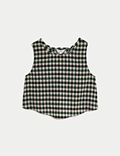 Cotton Blend Checked Top