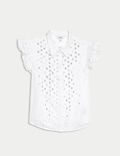 Pure Cotton Broderie Frill Detail Shirt
