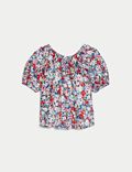 Blusa 100% algodón con bordado floral