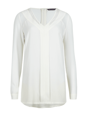 V-Neck Long Sleeve Blouse | M&S Collection | M&S