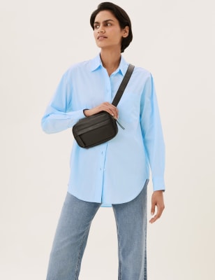 

Womens M&S Collection Übergroßes Langarmhemd aus reiner Baumwolle - Chambray, Chambray