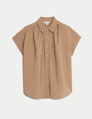 Collared Cap Sleeve Shirt