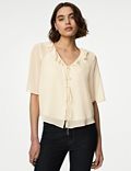 Tie Front Frill Detail Blouse